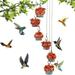 PATLOLLAV Creative Wind Chimes Hummingbird Feeders Outdoor Hanging Bird Feeders with 6Pcs Painted Lantern Glass Ball Windchimes Feeder Ports Wild Bird Feeder Hummingbird Wind Chime Feeder