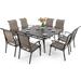 & William Patio Furniture Set Large Square Patio Dining Table for 8 with High Back Patio Swivel Chairs Textilene Patio Dining Set 9 Pieces Outdoor Table and Chairs for Lawn Garden Bac
