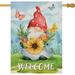 YCHII Welcome Spring Gnome Sunflower Wild Flower Garden Flag Double Sided Red YCHII Dots Hat Butterfly Floral Decorative House Yard Outdoor Small Decor Summer Seasonal Home Outside Decoration