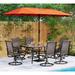 6 Pieces Outdoor Dining Set with Umbrella Patio Furniture Set with 4 Sling Dining Swivel Chairs 1 x 37 Wood-Like Table and 1 x 10ft 3 Tiers Umbrella (Beige)