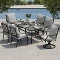 patio 7 Pieces Outdoor Dining Set Patio Dining Furniture Set with 6 Patio Swivel Dining Chairs and 1 Rectangular Dining Table Patio Dining Set for 6