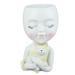 Funny Face Planter Pot Girl Head Planter Innovative Decorate Resin Succulent Planter for Home Office White