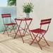 Blorly Patio 3-Piece Bistro Set Folding Outdoor Furniture Sets with Premium Steel Frame Portable Design for Bistro & Balcony Red