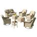 Ovios High-Back Outdoor Furniture 8 Pieces Gray Wicker Patio Conversation Set with Rocking Swivel Chairs for Backyard