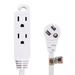 12ft (Feet) 3-Outlet Extension Cord with Flat Angle Plug 16AWG Grounded Power Cable for Indoor Use SPT-2 Cord UL Listed White 10 Pack