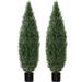 Artificial Topiary Tree 2-Set Artificial Cedar Topiary Trees for Outdoor & Indoor Decor Artificial Topiary Boxwood Tree Faux Shrub UV Protection for Longer Life