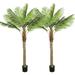 2 Set Artificial Palm Trees Faux Tropical Coconut Palm Trees for Outdoors Indoor Fake Palm Trees Plants in Pot for Outside Patio Pools Home Garden Office Porch Decor(7ft)