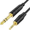 Gold Plated 3.5mm 1/8 Male Stereo to 6.35mm 1/4 Male Stereo Audio Cable 2 Meters/Black