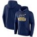 Men's Fanatics Branded Navy Marquette Golden Eagles 2024 NCAA Basketball Tournament March Madness Sweet Sixteen Defensive Stance Pullover Hoodie