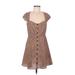 Re Sweetheart Short sleeves:named Casual Dress - Mini Sweetheart Short sleeves: Tan Leopard Print Dresses - Women's Size Medium