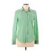 Tommy Hilfiger Long Sleeve Button Down Shirt: Green Stripes Tops - Women's Size Medium