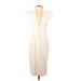 Alexander McQueen Casual Dress - Midi V Neck Short Sleeve: Ivory Solid Dresses - Women's Size 44