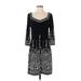 White House Black Market Casual Dress - Shift V Neck 3/4 sleeves: Black Dresses - Women's Size Small