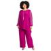 Plus Size Women's 2-Piece Beaded Mesh Sleeve Pant Set by Catherines in Fuchsia (Size 5X)