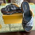 Michael Kors Shoes | Michael Kors Indira Mk Outline Jacquard Wedge Sandals | Color: Blue | Size: 9