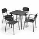 Oviala Business Gartentisch und 4 Sessel aus schwarzem Aluminium - Oviala