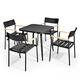 Oviala Business Gartentisch und 4 Sessel aus Aluminium/Holz schwarz - Oviala