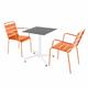 Oviala Business Set Terrassentisch aus Schieferlaminat und 2 orangefarbenen Sesseln