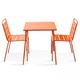 Oviala Business Set aus quadratischem Gartentisch und 2 Stühlen aus orangefarbenem Stahl - Oviala