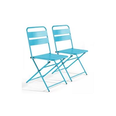 Oviala Business 2er-Set Terrassenklappstühle aus blauem Metall
