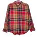 American Eagle Outfitters Tops | American Eagle Size Small Boyfriend Fit Pink Plaid Flannel Shirt Button Up Top | Color: Pink/Tan | Size: S