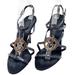 Gucci Shoes | Gucci Gg Logo Heels Rose Gold Copper Strappy Caged Black Leather Sandals Us 8.5 | Color: Black/Gold | Size: 8.5