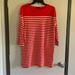 J. Crew Dresses | J. Crew Red & White Striped 3/4 Length Sleeve Cotton Dress | Color: Red/White | Size: S