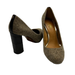 Coach Shoes | Coach Ophelia Wool Pump Leather Croc Embossed Block Heel Brown Women's Size 8b | Color: Brown/Gold | Size: 8