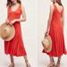 Anthropologie Dresses | Anthropologie Maeve Women's Midi Swing Dress Orange Double-V Neck Small Petite | Color: Orange | Size: Sp