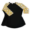 Lularoe Tops | Disney Lularoe Randy 2x Disney Black Top 3/4 Sleeves Shirt Disney Vacation | Color: Black/Yellow | Size: 2x