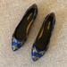 Nine West Shoes | Nine West Jacquard Bee Print Blue Pointed Flats Size 8 | Color: Blue/Gold | Size: 8