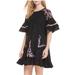 Free People Dresses | Free People Pavlo Black Floral Embroidered Boho Babydoll Dress | Color: Black/Purple | Size: L