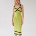 Urban Outfitters Dresses | New Urban Outfitters Olivia Mesh Lace-Trim Midi Dress Medium Neon Lime Green Nwt | Color: Black/Green | Size: M