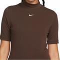 Nike Tops | Nike Women's Sportswear Essentials Ribbed Mock-Neck Short-Sleeve Shirt | Color: Brown | Size: Xl