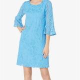 Lilly Pulitzer Dresses | Lily Pulitzer Ophelia Zanzibar Blue Flower Lace Bell Sleeve Extra Small Dress | Color: Blue | Size: Xs