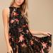 Free People Dresses | Free People She Moves Slip Floral Print Slip Dress Lulus Size Xs | Color: Black/Gold | Size: Xs