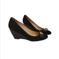 Kate Spade Shoes | Kate Spade Mania Pyramid Black Suede & Patent Leather Wedge Heel Shoe Si | Color: Black | Size: 6.5