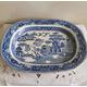 Antique Willow Pattern Large Serving Platter | Improved Stone Elkin Knight Willow Pattern Dish | Victorian Blue White China Serving Dish