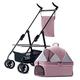 Dog Strollers for Small Dogs, Pet Cat Dog Stroller Separable Carrier for Small Medium Dogs Within 20kg, Pet Dog Pram Pushchair with Adjustable Awning, Zipperless Entry (Color : Pink)