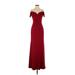 Badgley Mischka Casual Dress - A-Line Open Neckline Sleeveless: Burgundy Print Dresses - Women's Size 2 Tall