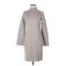 Ann Taylor Casual Dress - Sweater Dress High Neck Long sleeves: Gray Marled Dresses - New - Women's Size X-Small