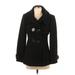 Trina Turk Wool Coat: Below Hip Black Print Jackets & Outerwear - Women's Size 4