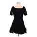 All in Favor Casual Dress - Mini Boatneck Short sleeves: Black Solid Dresses - Women's Size Medium