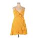 Shein Casual Dress - Mini Plunge Sleeveless: Yellow Print Dresses - Women's Size 2X