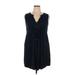 Torrid Casual Dress - Mini V Neck Sleeveless: Blue Solid Dresses - Women's Size 1X Plus