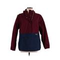 Eddie Bauer Windbreaker Jacket: Below Hip Burgundy Print Jackets & Outerwear - Women's Size Medium