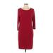 Tiana B. Casual Dress - Sheath Scoop Neck 3/4 sleeves: Burgundy Solid Dresses - Women's Size Large