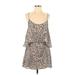 Parker Casual Dress - Mini Plunge Sleeveless: Tan Dresses - Women's Size Small