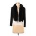 Calvin Klein Faux Fur Jacket: Short Black Print Jackets & Outerwear - Women's Size Medium