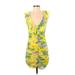 Zara Cocktail Dress - Mini V-Neck Sleeveless: Yellow Dresses - Women's Size Small